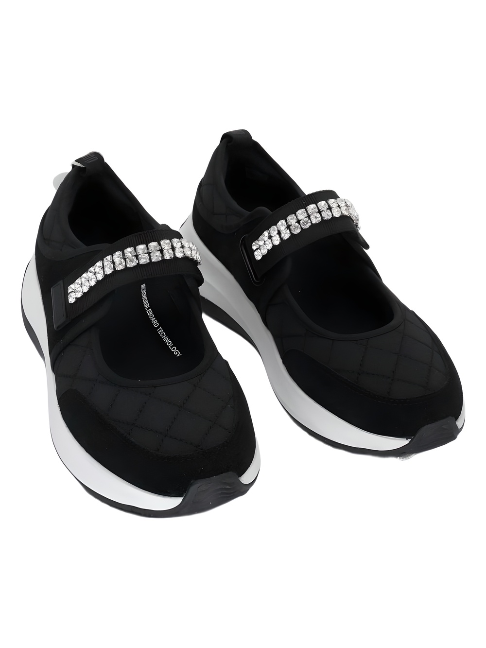 FitFlop F-Mode Flow Crystal-strap Quilted Mary Janes Black Size 8M